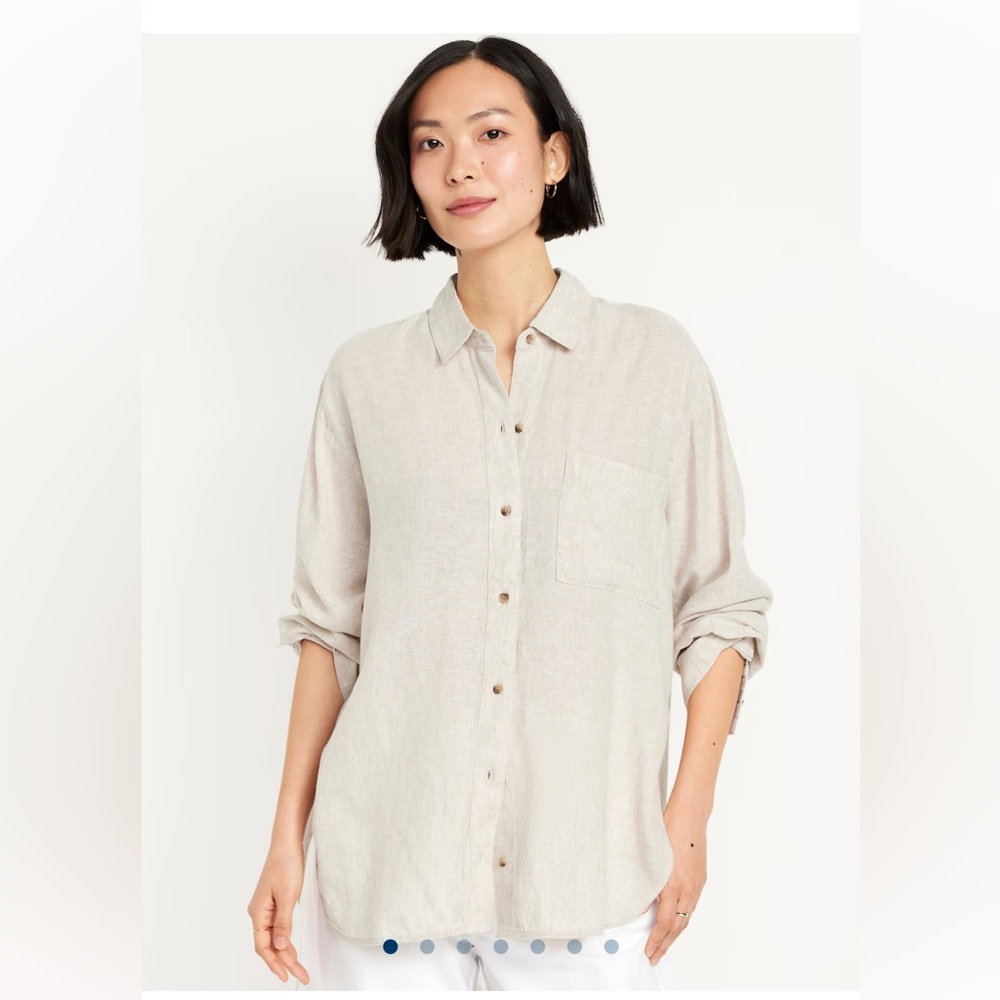 Linen blend button down